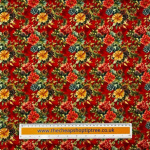 Winter Foliage Crimson Christmas Polycotton
