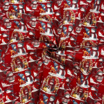 Frosty Friends Red Christmas Polycotton