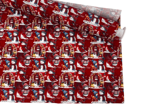 Frosty Friends Red Christmas Polycotton