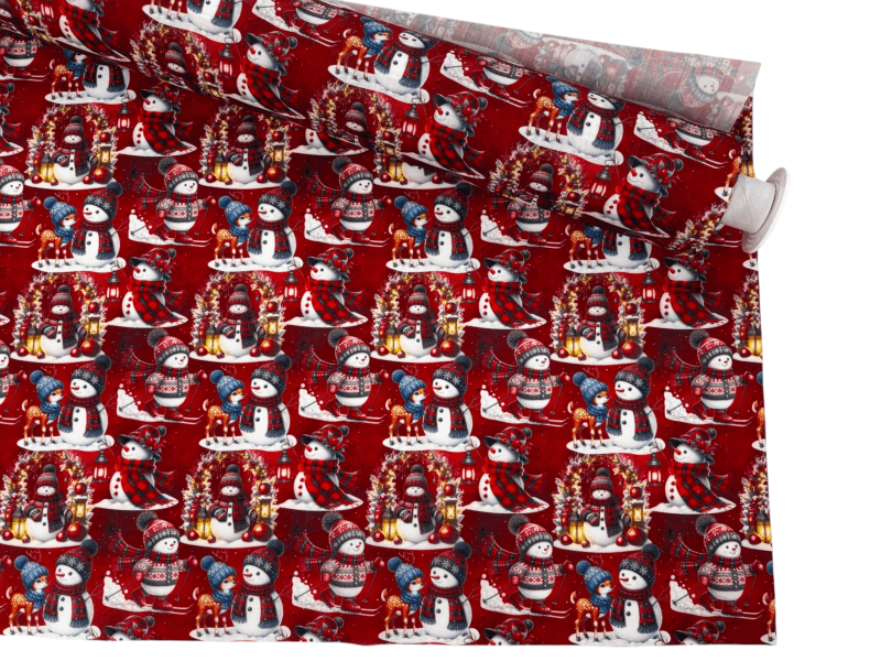Image of Frosty Friends Red Christmas Polycotton