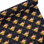 Highland Cow Tartan Christmas Polycotton