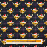 Highland Cow Tartan Christmas Polycotton