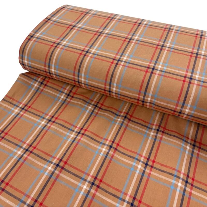 Image of Orange Cotton Check Shirting