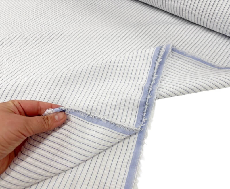 Image of Blue and White Pinstripe Seersucker