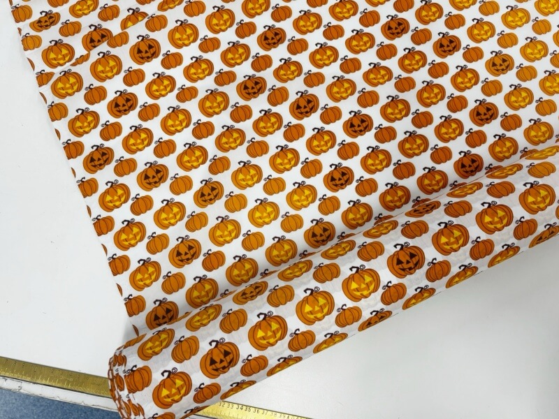 Image of Orange Pumpkins Polycotton