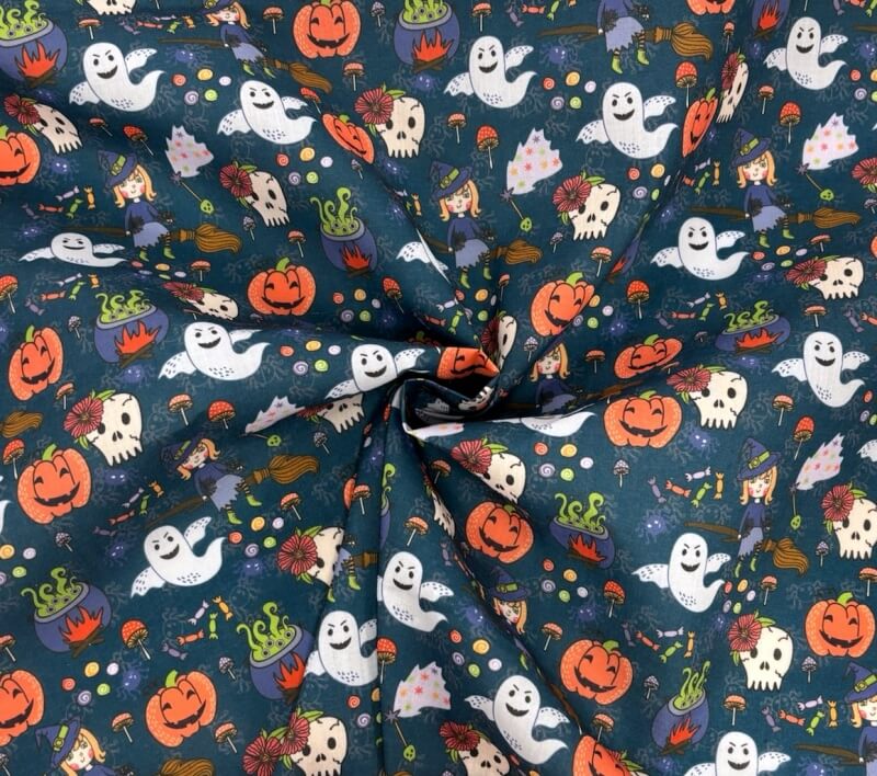 Image of Witches Cauldron Navy Polycotton