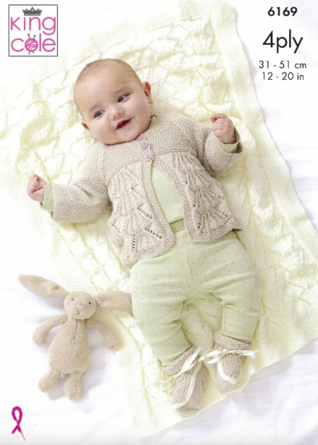King Cole Blanket, Jacket, Sweater, Bootees and Hat Pattern 6169