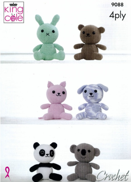 King Cole Crochet Animal Toys Pattern 9088