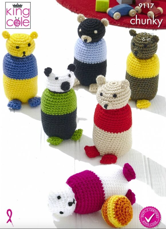 Image of King Cole Crochet Indoor Skittles Pattern 9117