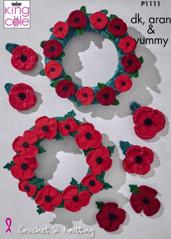 Image of King Cole Crochet and Knitted Poppies Pattern P1111
