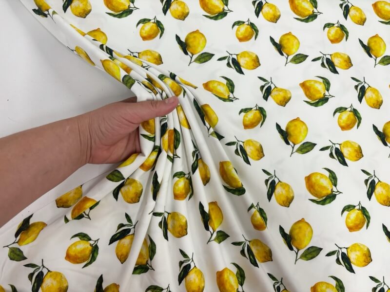 Image of Lemons and Leaves Cotton Jersey