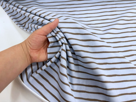 Blue and Brown Stripe Cotton Jersey