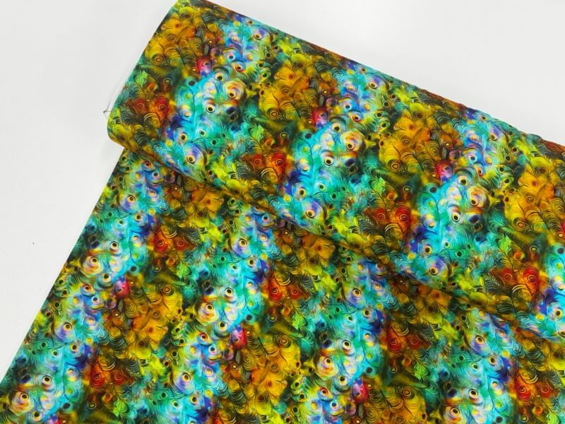 Image of Peacock Feathers Abstract Cotton Jersey