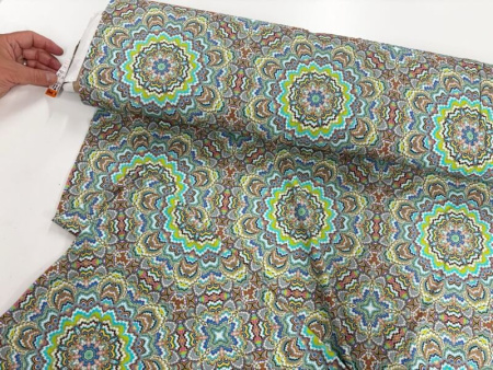 Turquoise Mandala Viscose Jersey