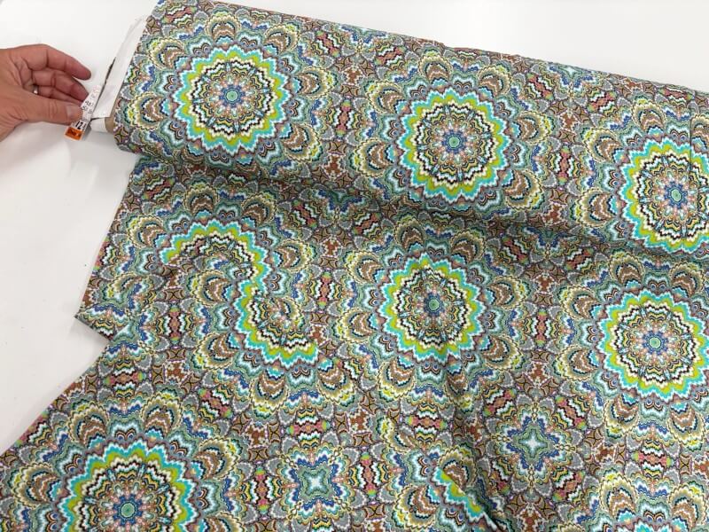 Image of Turquoise Mandala Viscose Jersey