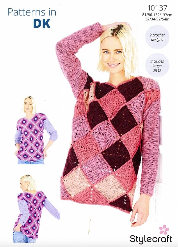 Image of Stylecraft Crochet Diamond Motif Sweaters
