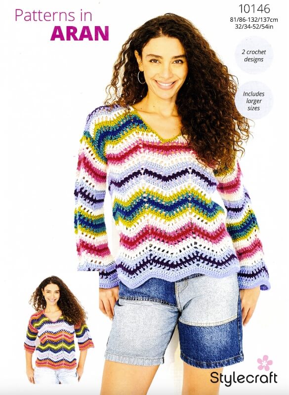 Image of Stylecraft Crochet Sweaters Pattern 10146