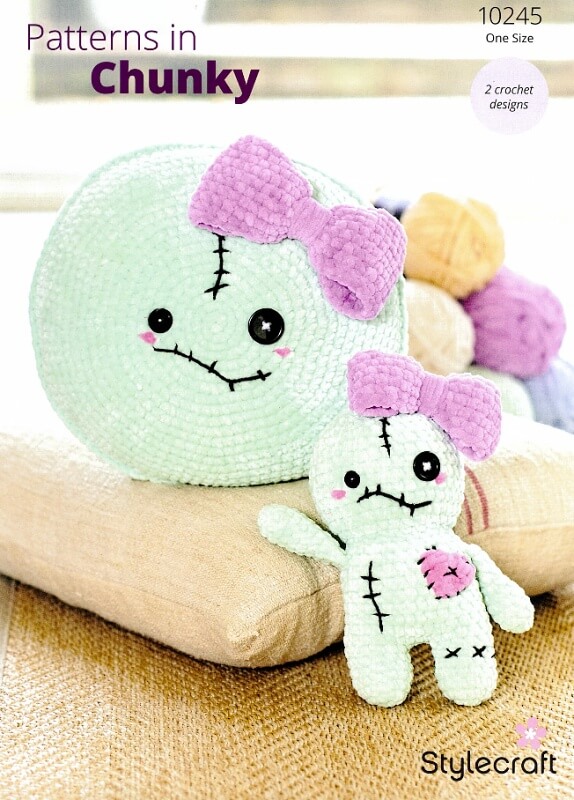 Image of Stylecraft Crochet Voodoo Doll Plushie and Cushion Pattern 10245