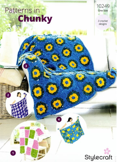 Stylecraft Crochet Motif Blankets Pattern 10249