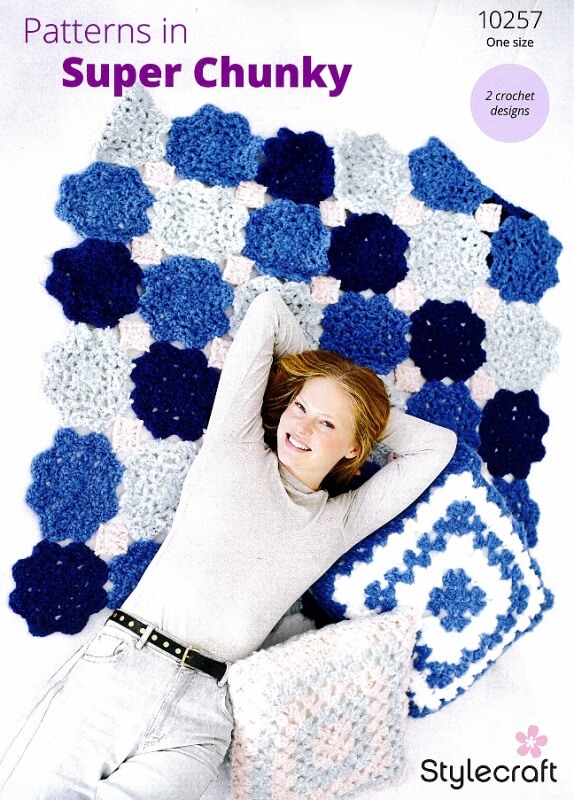Image of Stylecraft Crochet Blanket and Cushion Pattern 10257