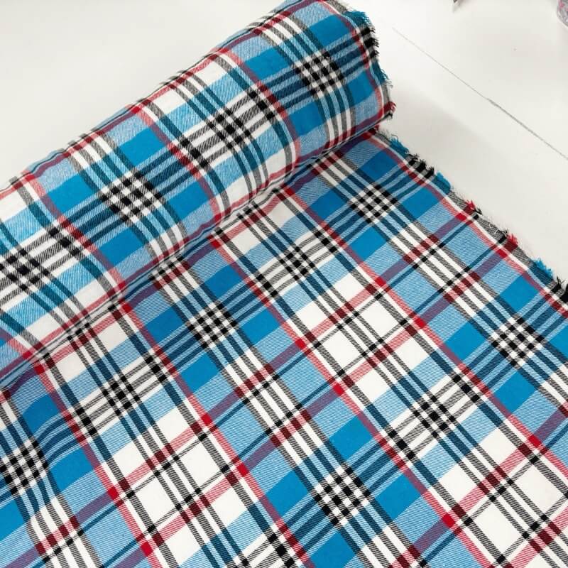 Image of Turquoise Check Brushed Cotton