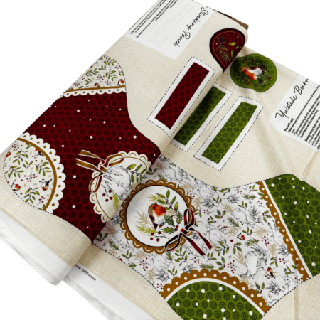 Yuletide Burrow Robin and Rabbit Stocking Panel