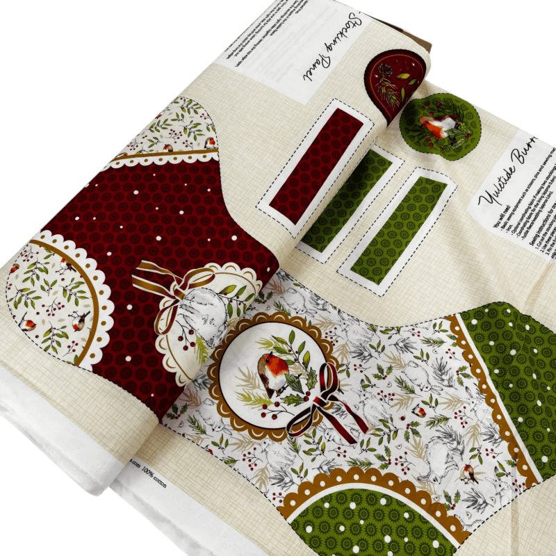 Image of Yuletide Burrow Robin and Rabbit Stocking Panel
