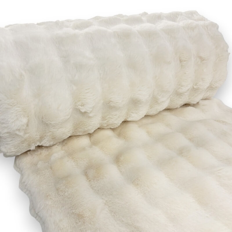 Plush Quilted Effect Ecru Faux Fur