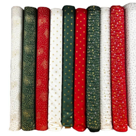 Traditional Metallic Christmas Quilting Cottons