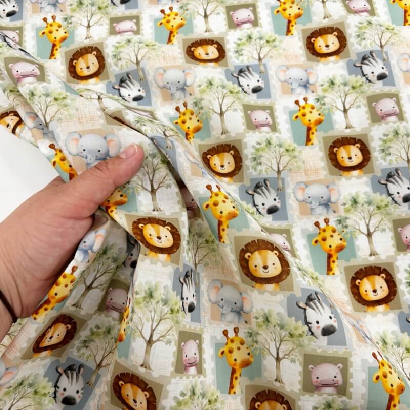 Image of Sweet Safari Stamps Polycotton