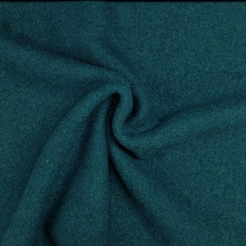 Teal Boiled Wool Fabric