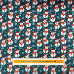 Snowman on Teal Christmas Polycotton