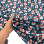 Snowman on Teal Christmas Polycotton