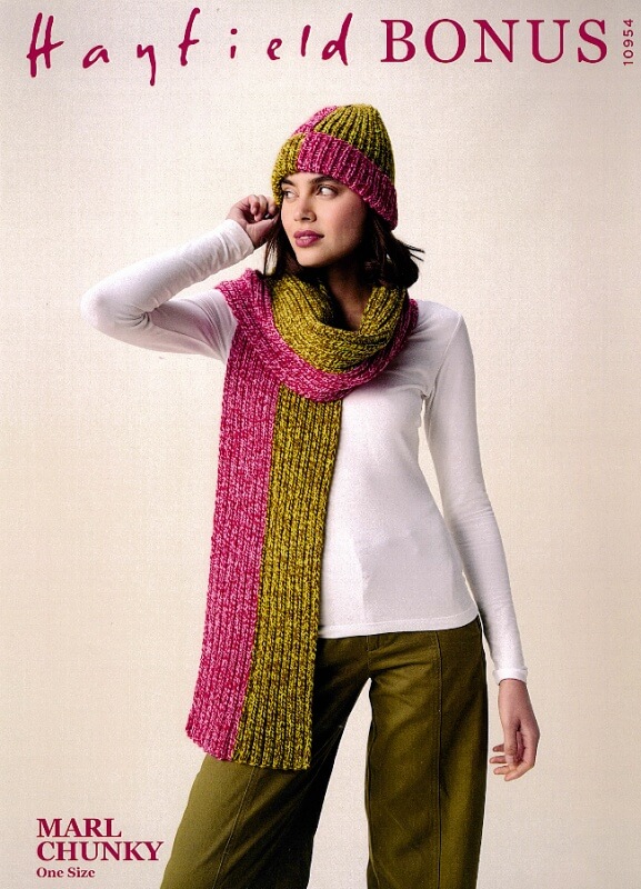Hayfield Hat and Scarf Pattern 10954