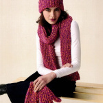 Hayfield Hat, Mittens and Scarf Pattern 10955