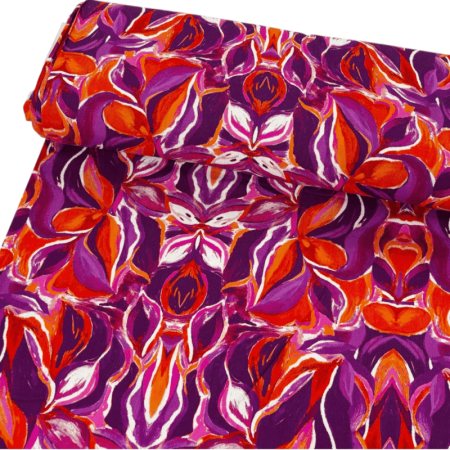 Red and Purple Orchid Linen Rayon