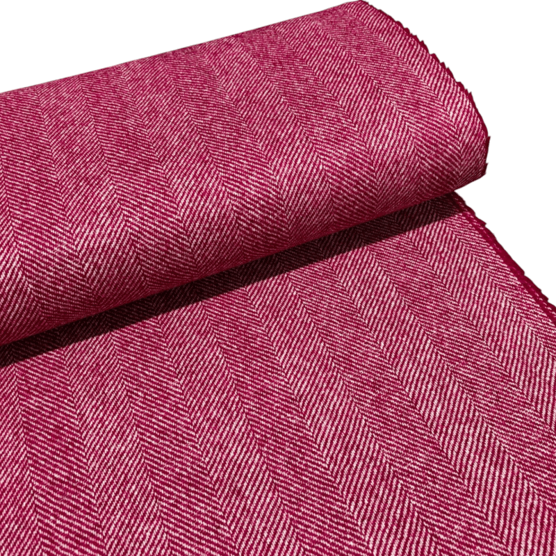 Crimson Herringbone Wool