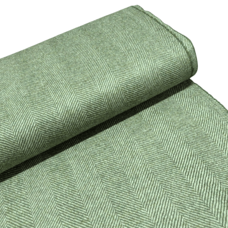 Green Herringbone Wool