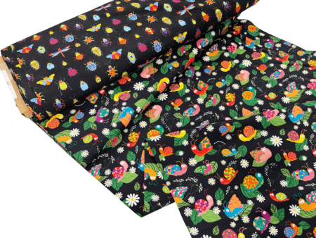 Snails and Insects Quilting Cotton