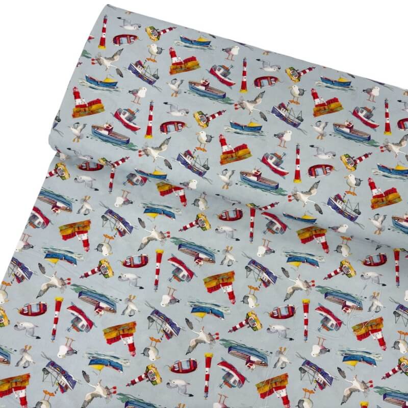 Emma Ball Boats & Lighthouses Quilting Cotton