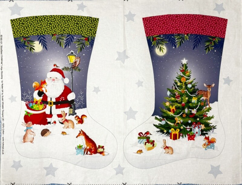 Large Woodland Christmas Stocking Panel