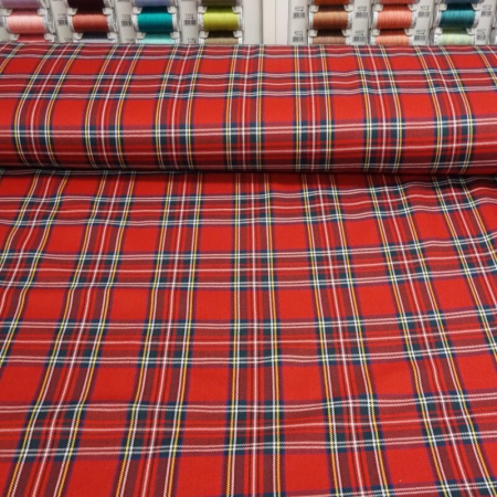 Red Stewart Polyester Viscose Tartan