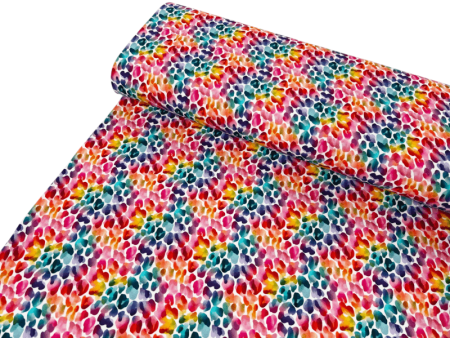 Rainbow Leopard Print Cotton Jersey