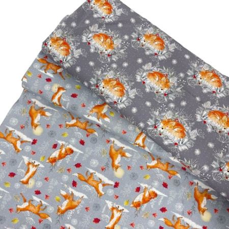 Snowy Fox Christmas Quilting Cottons