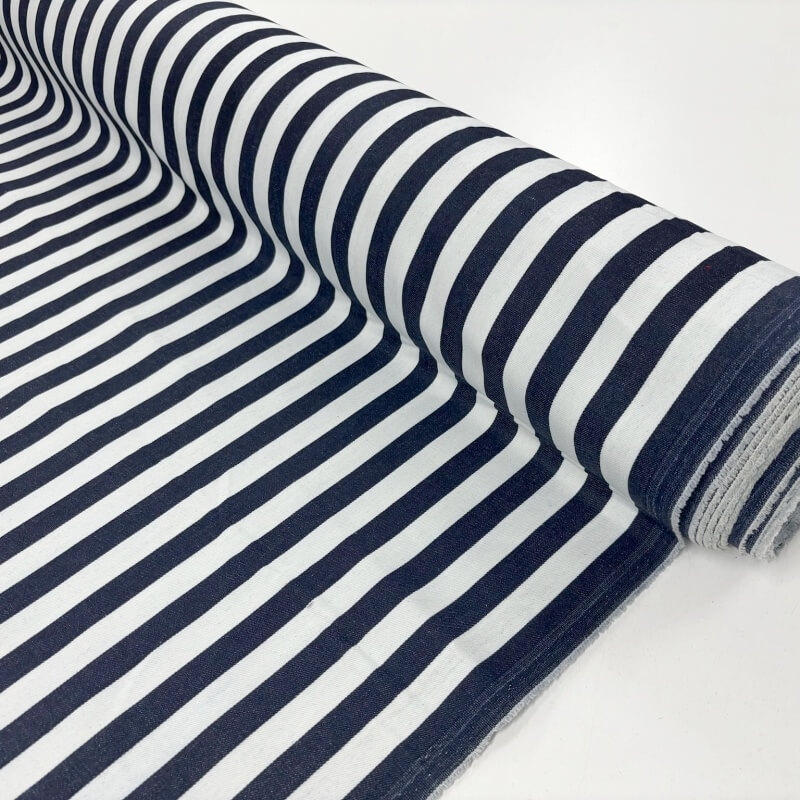 Navy Stripe Stretch Denim