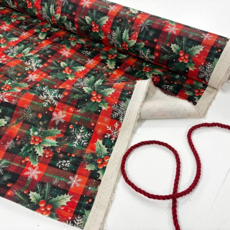 Christmas Plaid Linen Look Panama