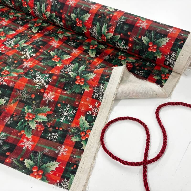 Christmas Plaid Linen Look Panama