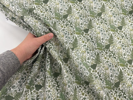 Green Woodland Ferns Polycotton