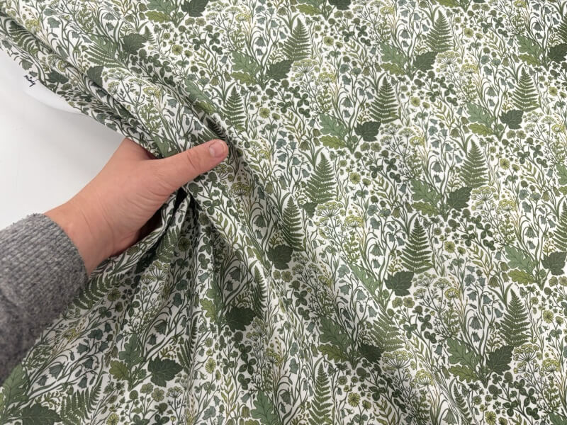 Green Woodland Ferns Polycotton