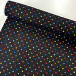 Multicoloured Stars on Black Polycotton